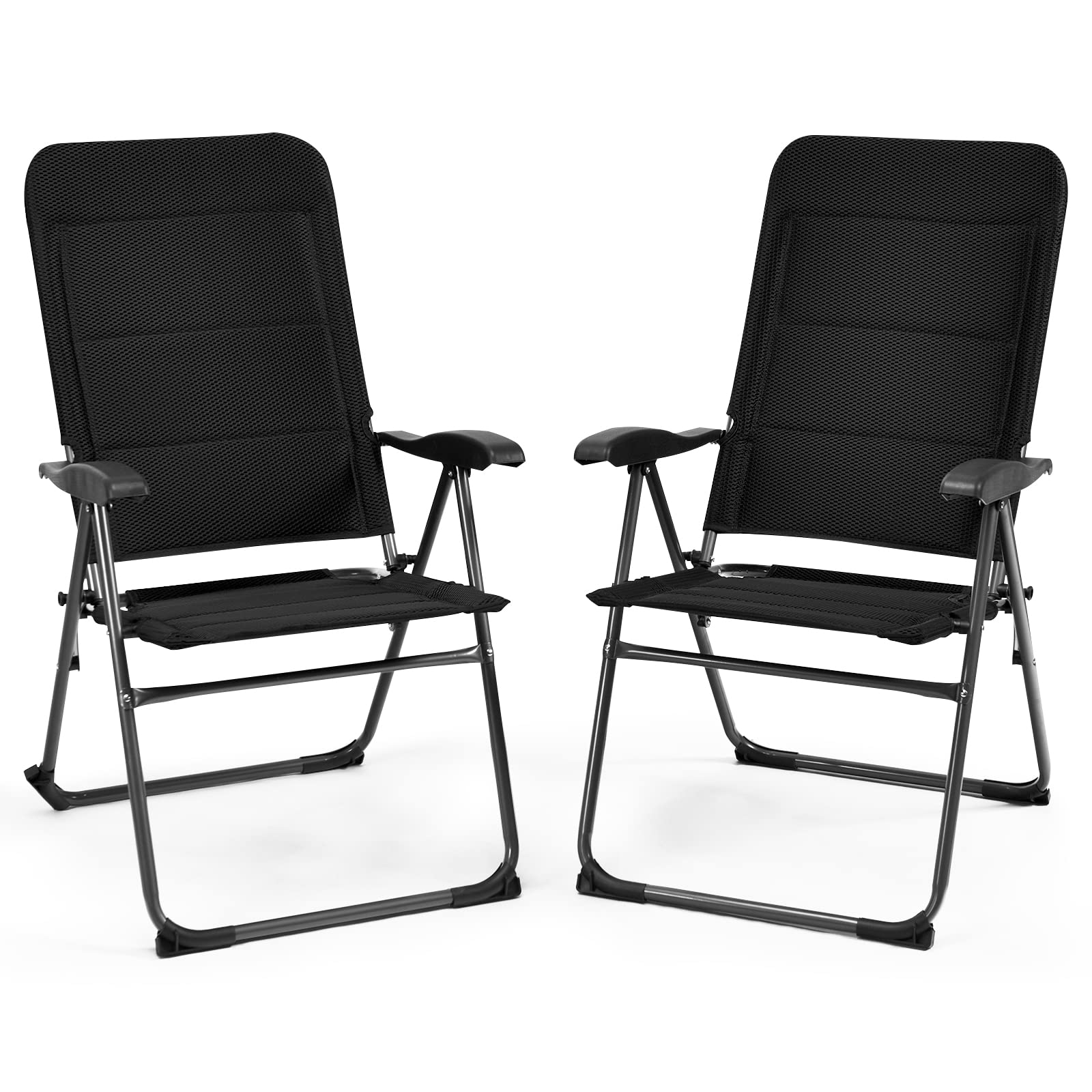 Tangkula Patio Chairs Set of 2/4, Folding Patio Dining Chairs with 7 Adjustable Backrest Positions